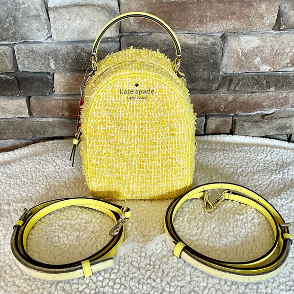 kate spade Bags Newkate Spade Yellow Tweed Convertible Backpack